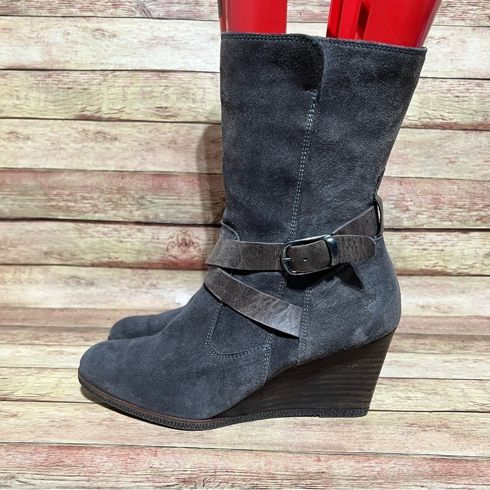 Paul Green Grey Suede Wedge Boots